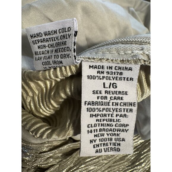 Spring & Mercer Metallic Silver Long Sleeve Sheath Cocktail Party Dress L NWT - Picture 11 of 11